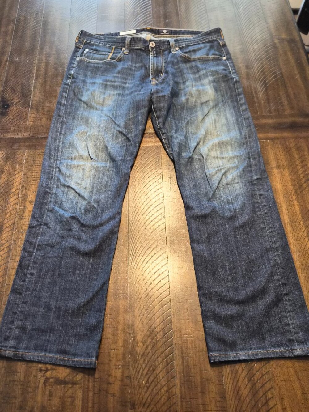 AG Adriano Goldschmied The Protege Straight Leg Jeans Men 34x30 Blue Hemmed H121